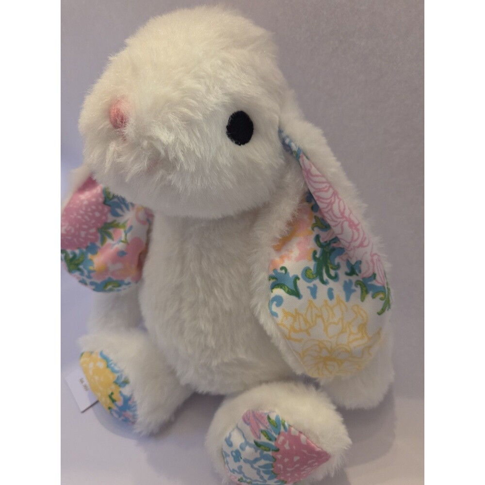 NWT Lilly Pulitzer Plush Bunny Rabbit Floral Ears Feet White Easter 9" - Picture 3 of 10